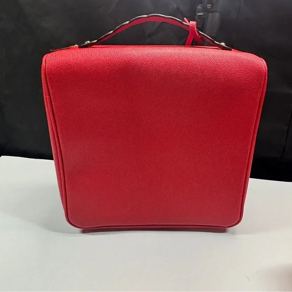 2 Estee Lauder Bags Double Train Case Red Velvet Professional Hard Zipper Bow - Picture 11 of 16